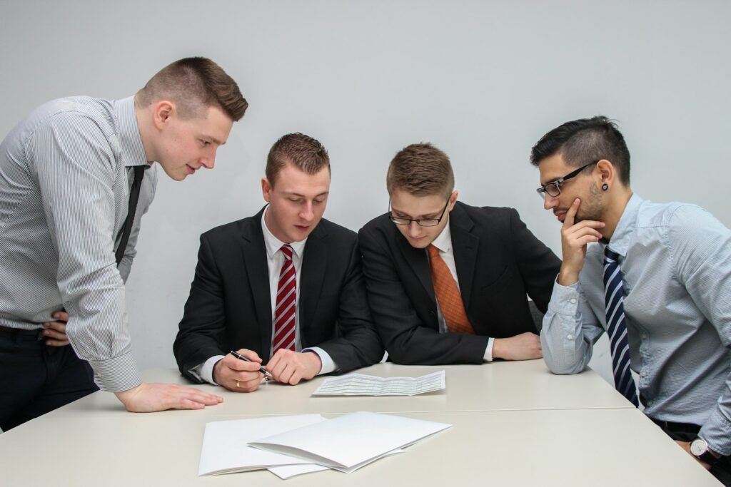 Audit team reviewing documents